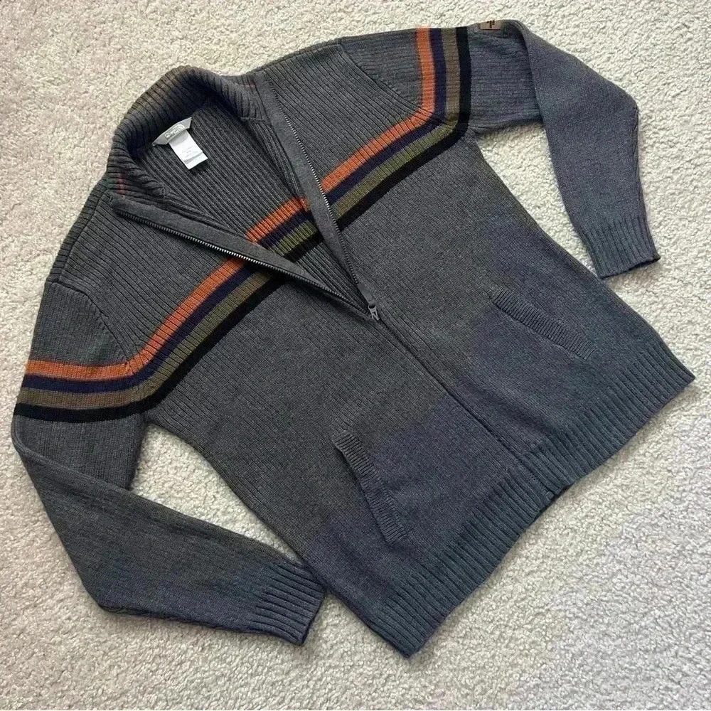 The North Face Sweater Mens Size Large A5 Series Knit Zip-Up Jacket Striped Gray